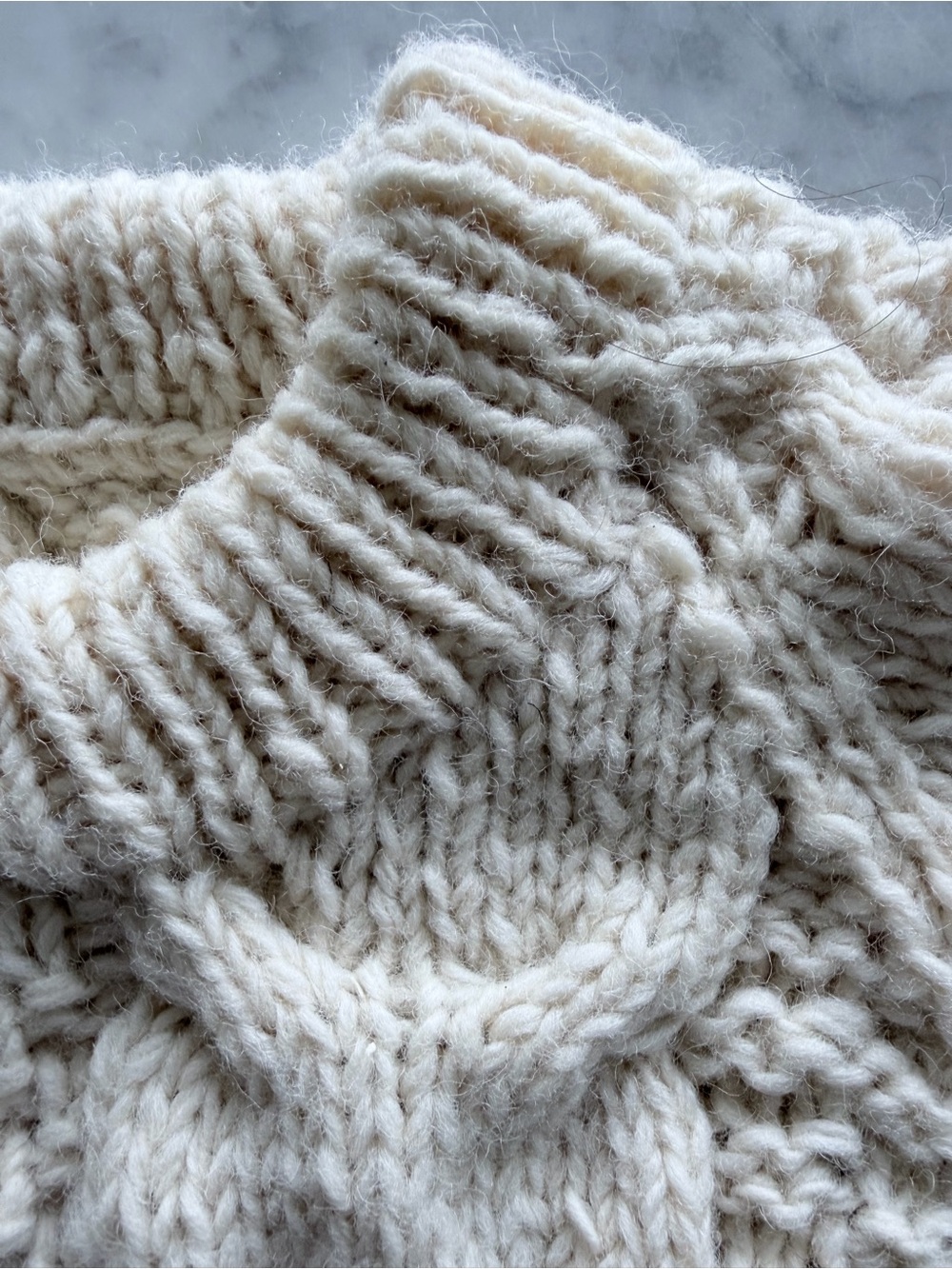 Vintage Wool Chunky Cable Knit Sweater - Cream
